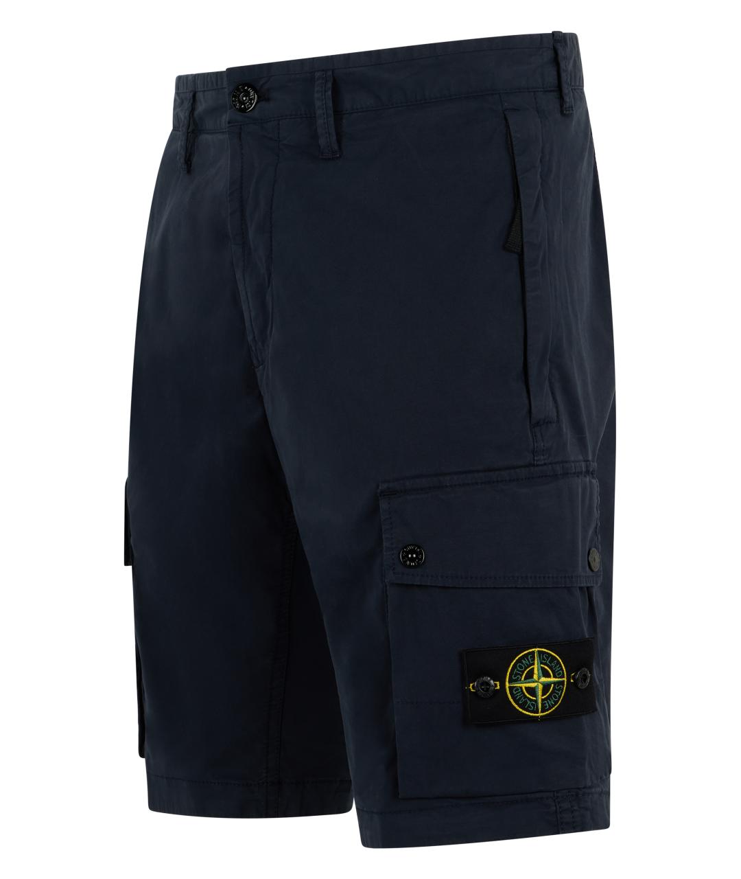 STONE ISLAND Синие хлопковые шорты, фото 3
