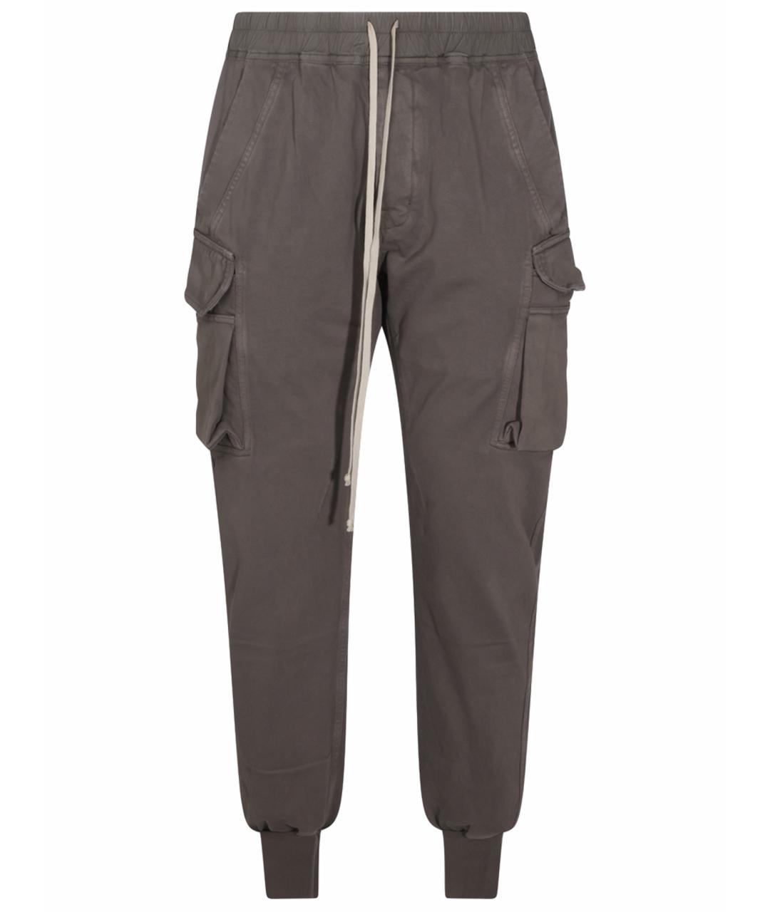 RICK OWENS DRKSHDW Серые хлопковые повседневные брюки, фото 1