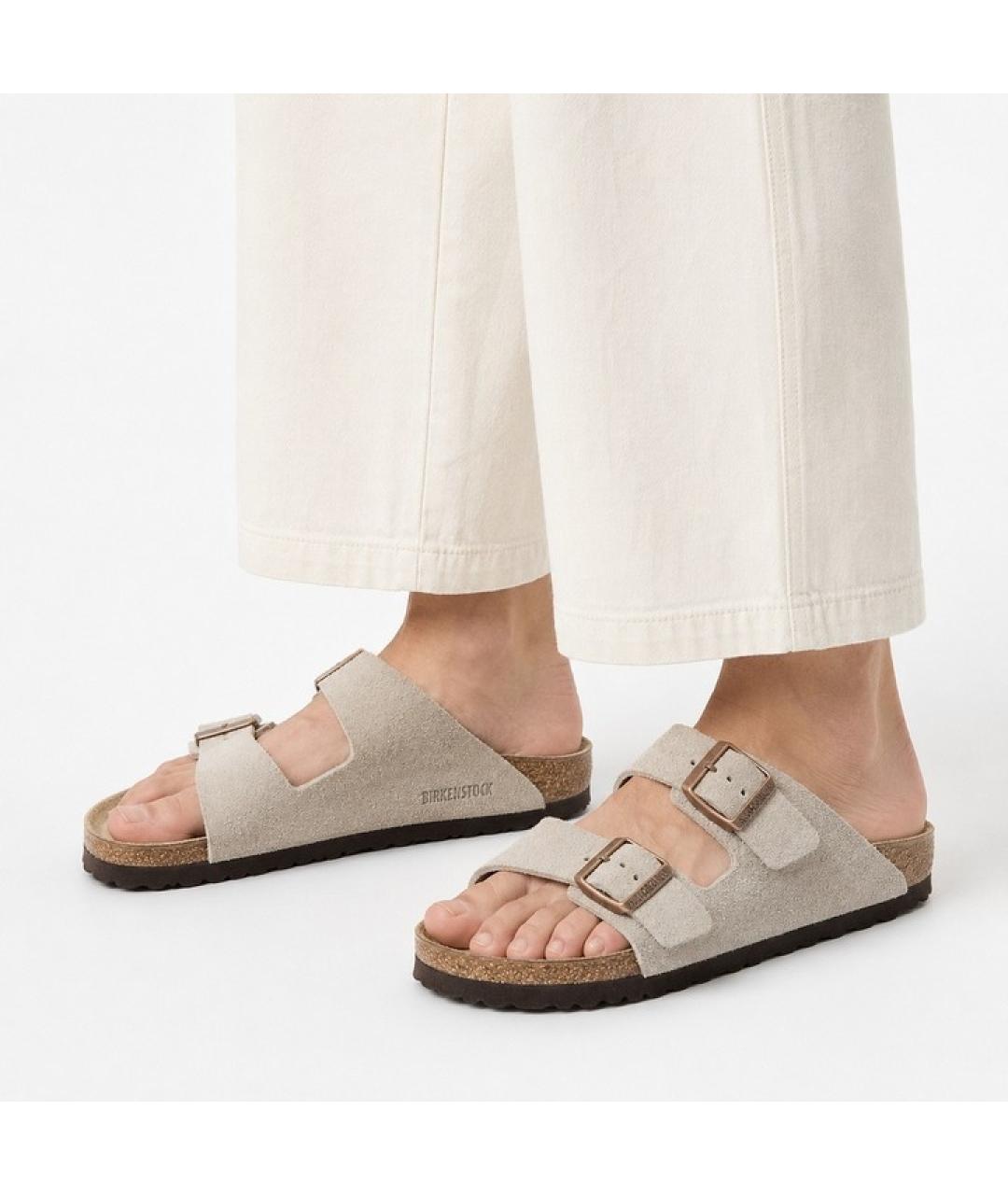 BIRKENSTOCK Серые замшевые шлепанцы, фото 3