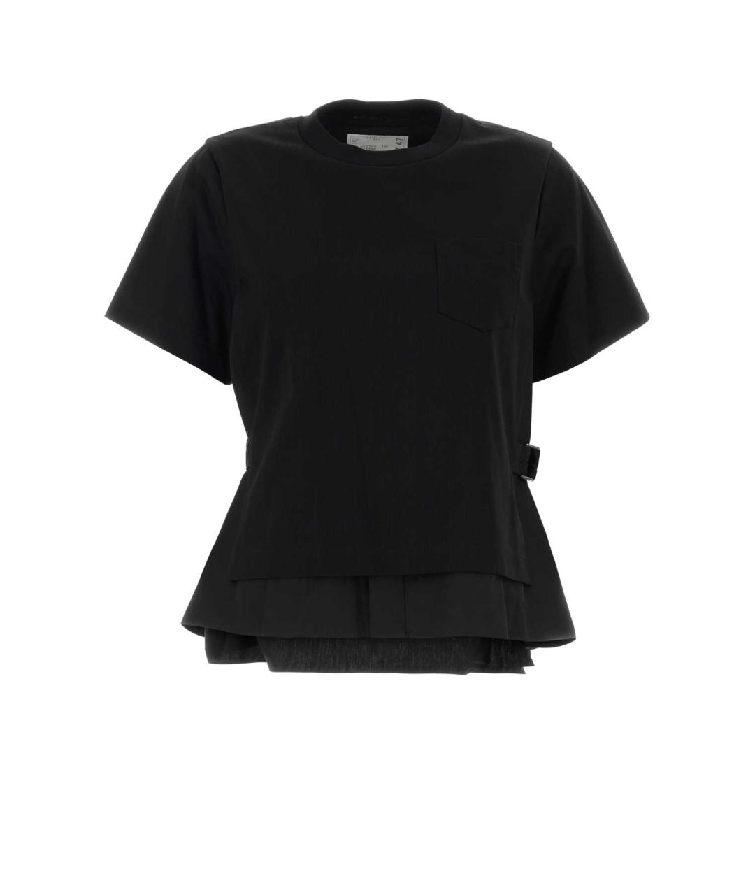 SACAI Черная хлопковая футболка, фото 1