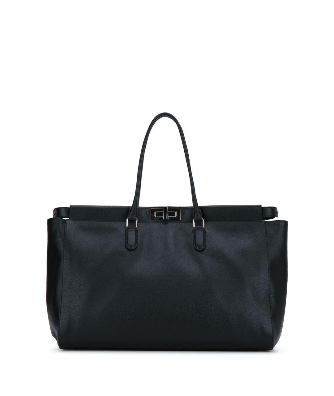 FENDI Черная кожаная сумка тоут, фото 3