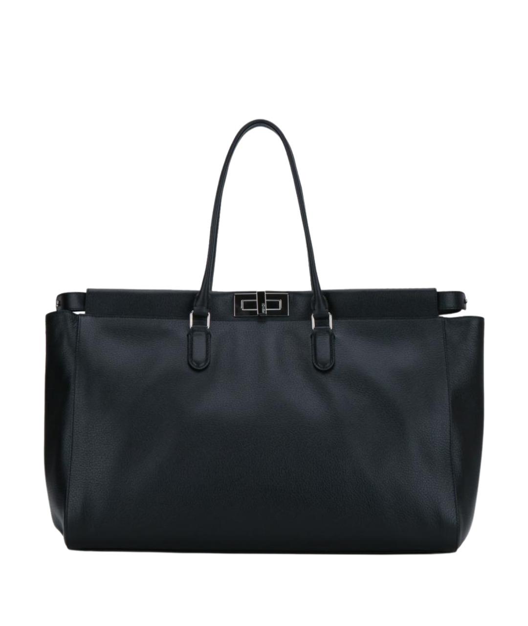 FENDI Черная кожаная сумка тоут, фото 1