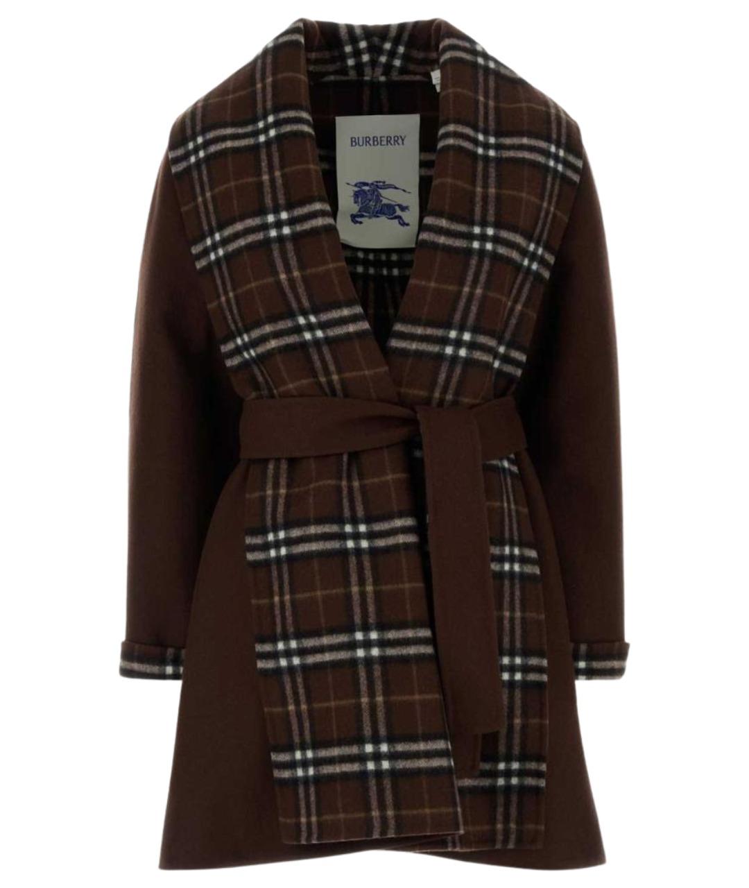 BURBERRY Коричневое шерстяное пальто, фото 1