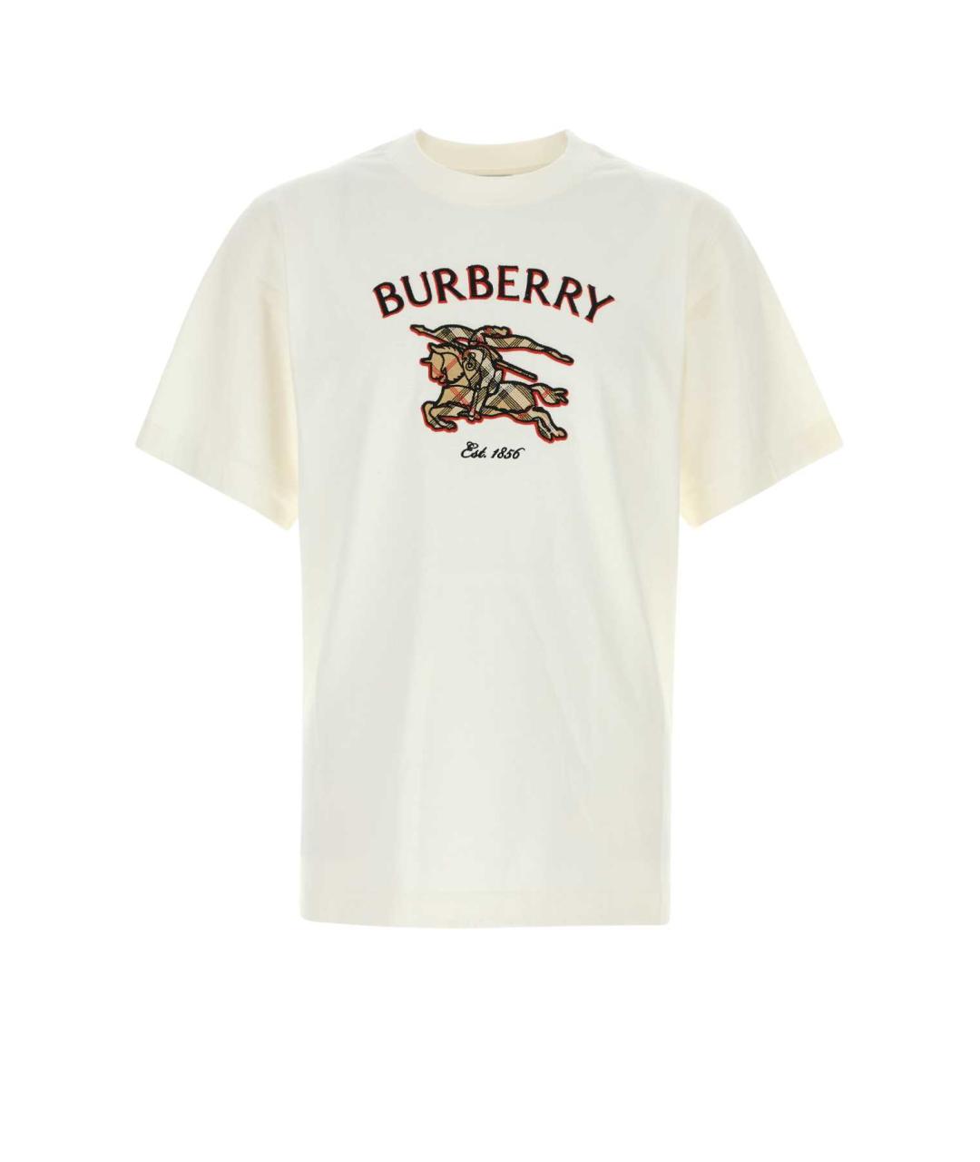 BURBERRY Белая хлопковая футболка, фото 3