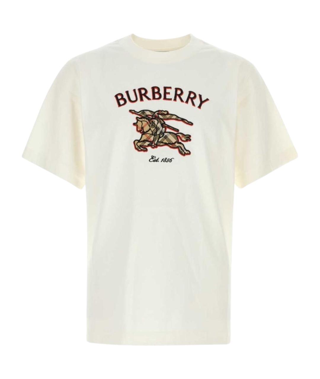 BURBERRY Белая хлопковая футболка, фото 1