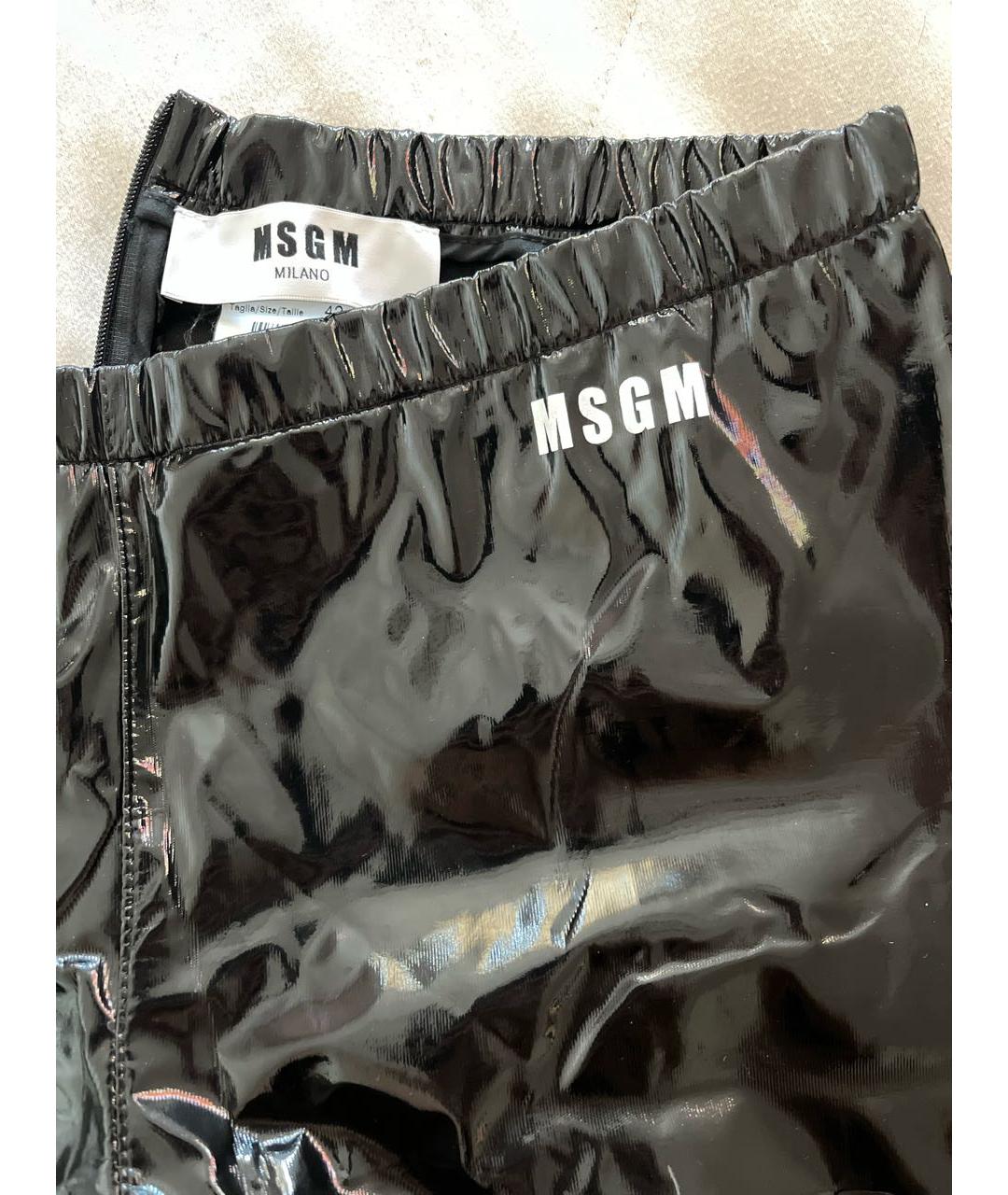MSGM Черные полиэстеровые прямые брюки, фото 5