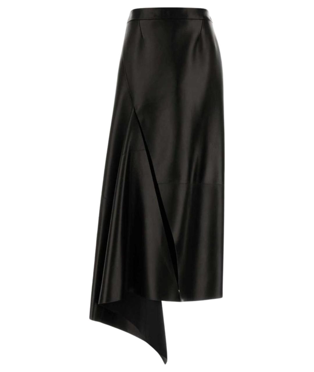 GIVENCHY Черная кожаная юбка миди, фото 1