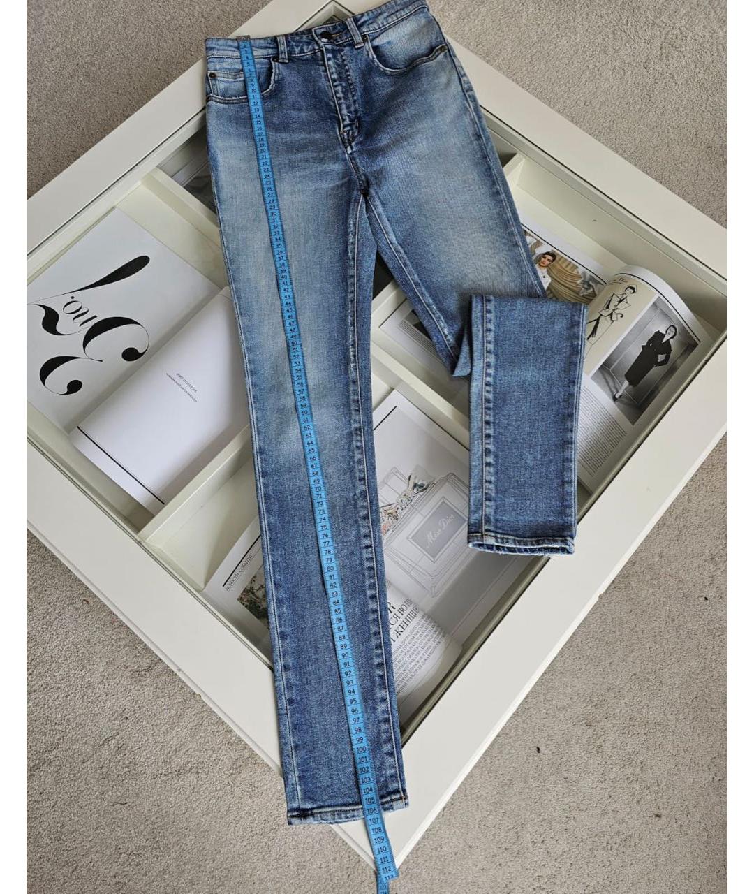 SAINT LAURENT Голубые хлопковые джинсы слим, фото 6