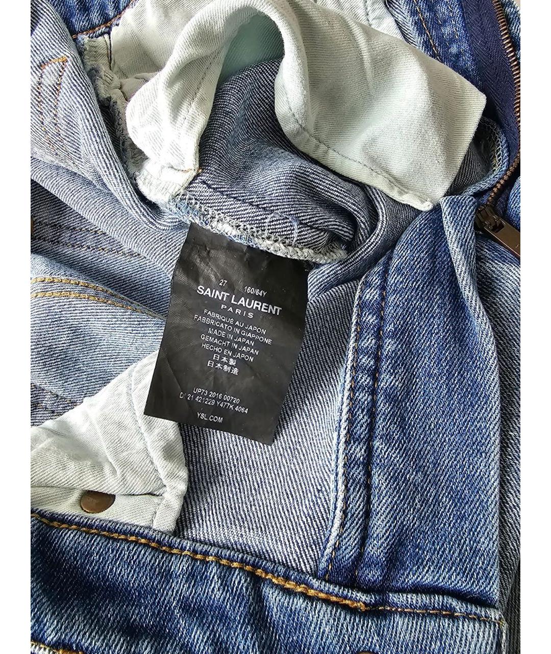 SAINT LAURENT Голубые хлопковые джинсы слим, фото 4