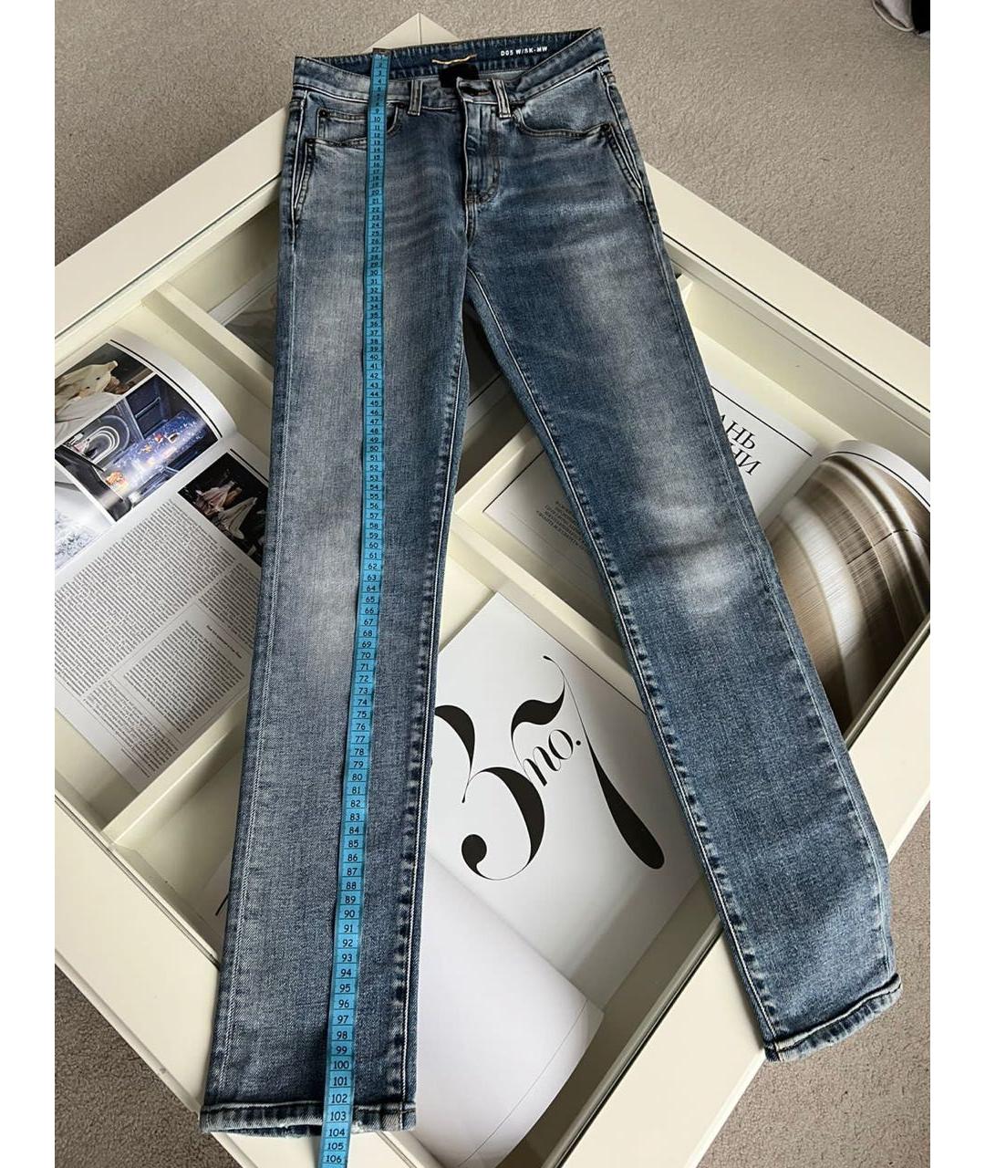 SAINT LAURENT Синие хлопковые джинсы слим, фото 3