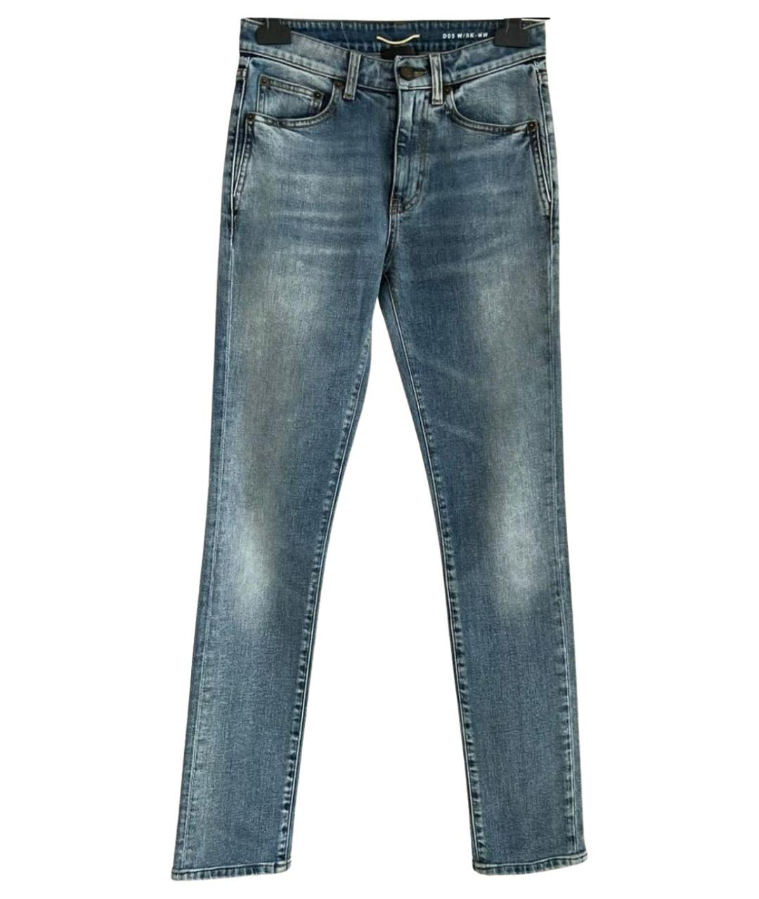 SAINT LAURENT Синие хлопковые джинсы слим, фото 1