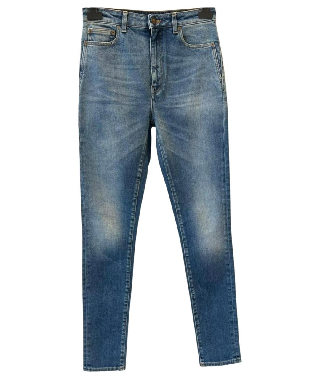 SAINT LAURENT Синие хлопковые джинсы слим, фото 1