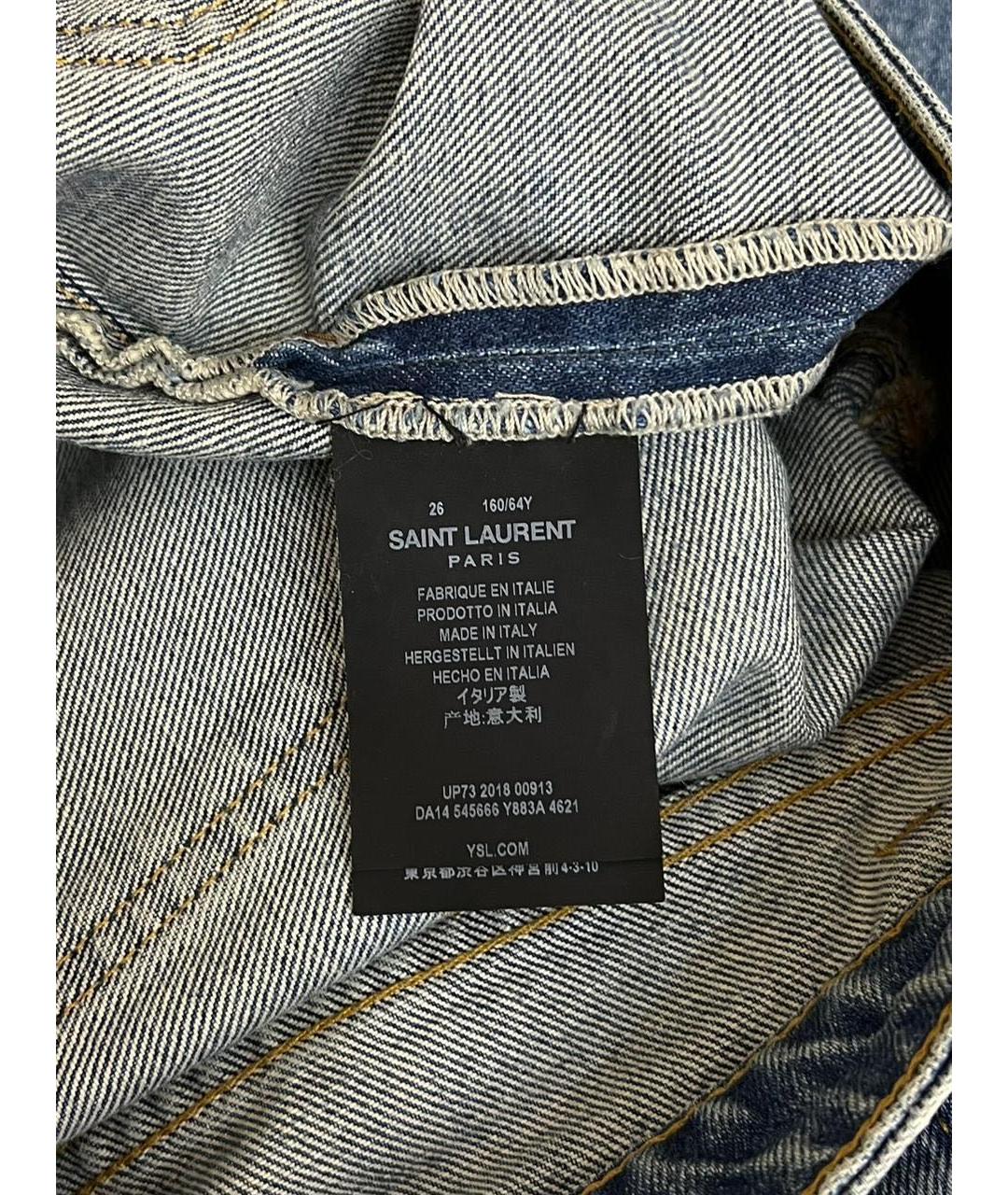 SAINT LAURENT Синие хлопковые джинсы клеш, фото 7