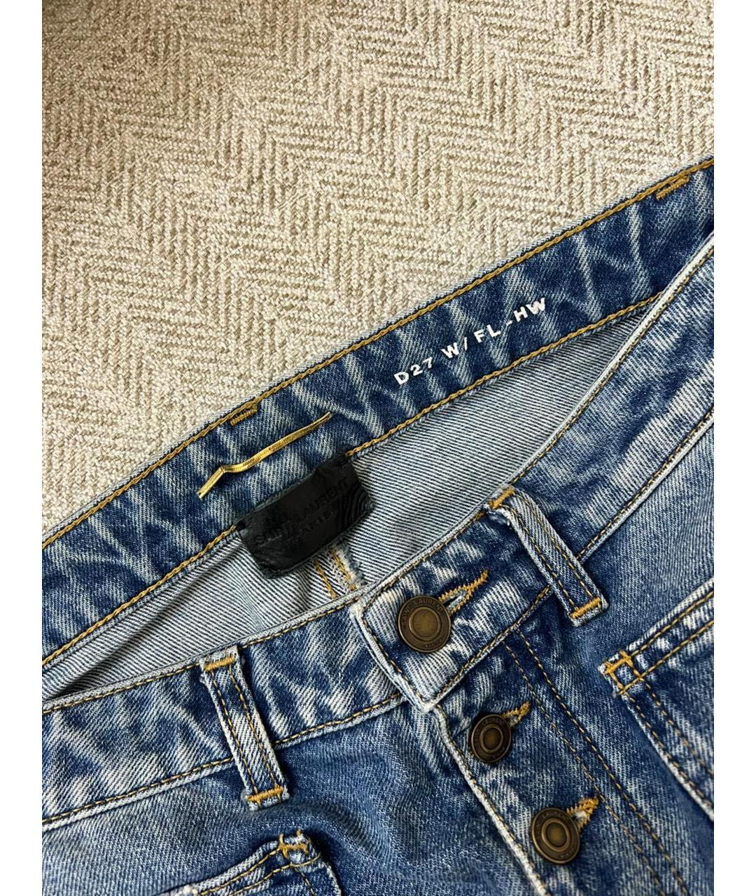 SAINT LAURENT Синие хлопковые джинсы клеш, фото 6