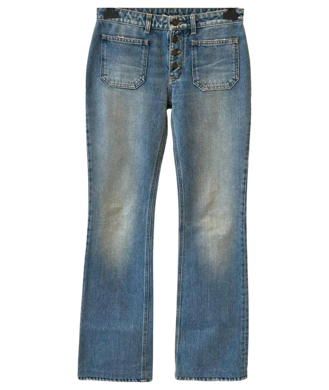 SAINT LAURENT Синие хлопковые джинсы клеш, фото 1