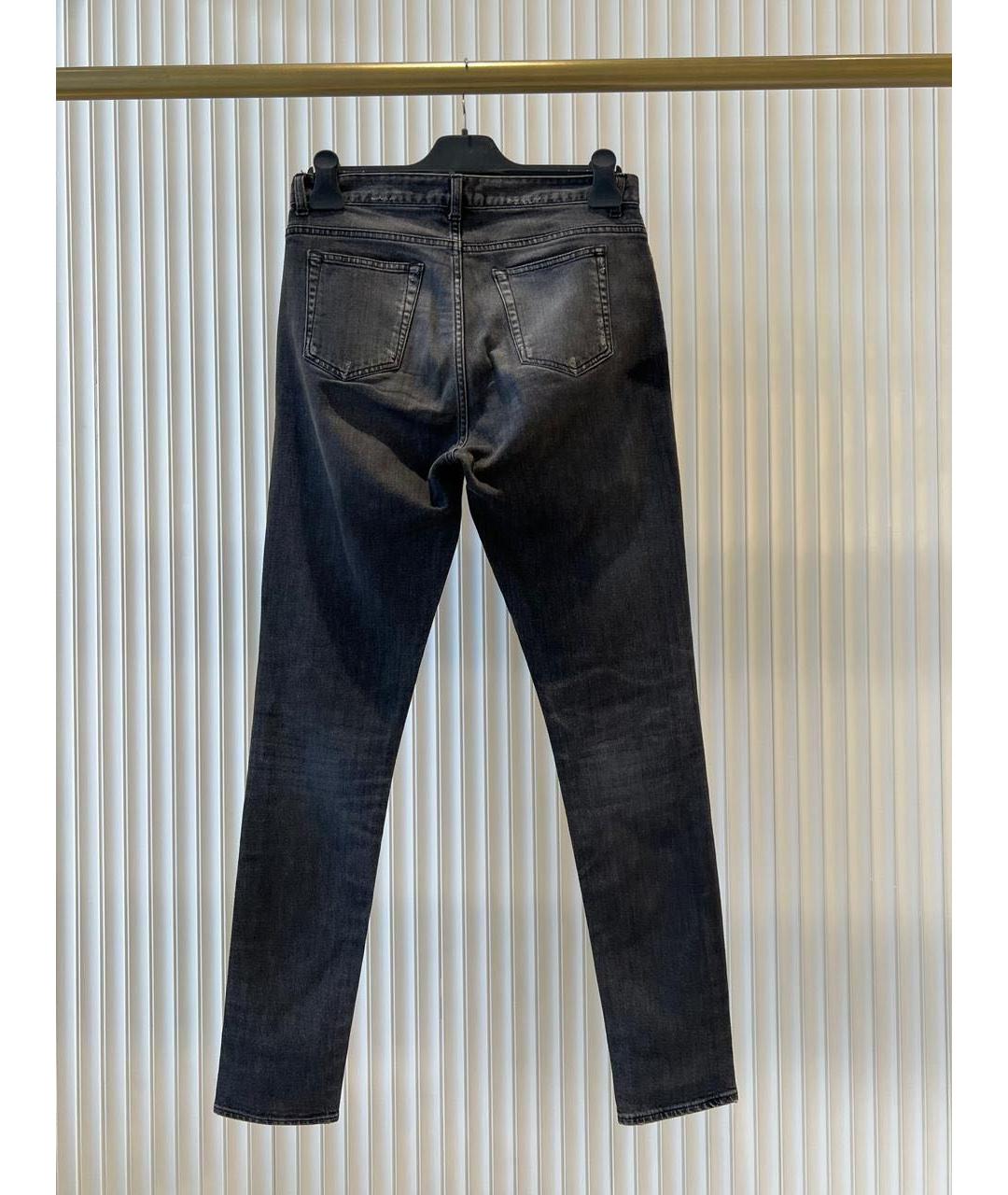 SAINT LAURENT Антрацитовые хлопковые джинсы слим, фото 2