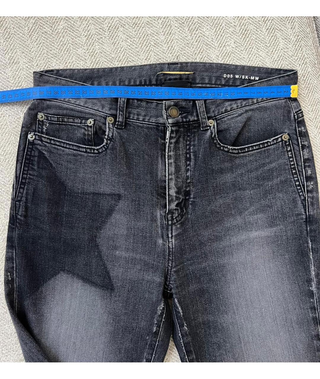 SAINT LAURENT Антрацитовые хлопковые джинсы слим, фото 3