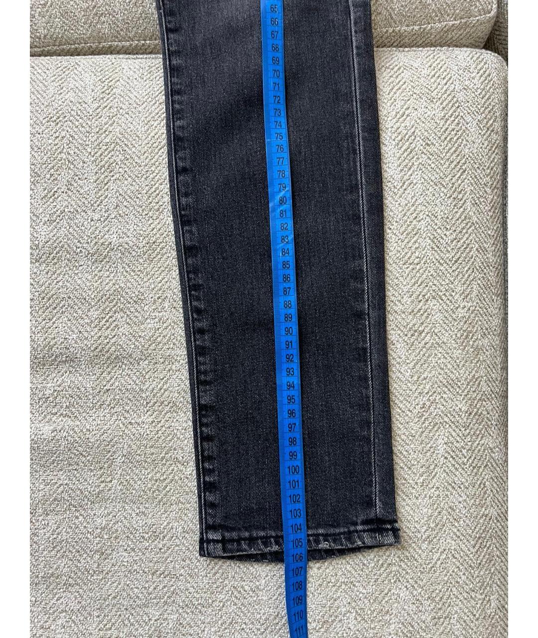 SAINT LAURENT Антрацитовые хлопковые джинсы слим, фото 4
