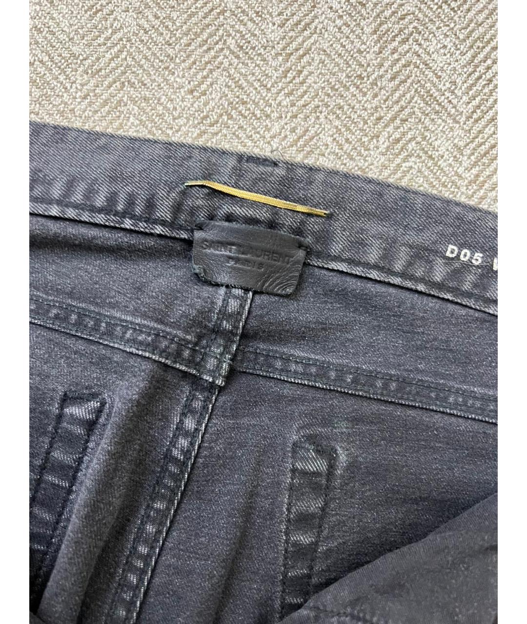 SAINT LAURENT Антрацитовые хлопковые джинсы слим, фото 8