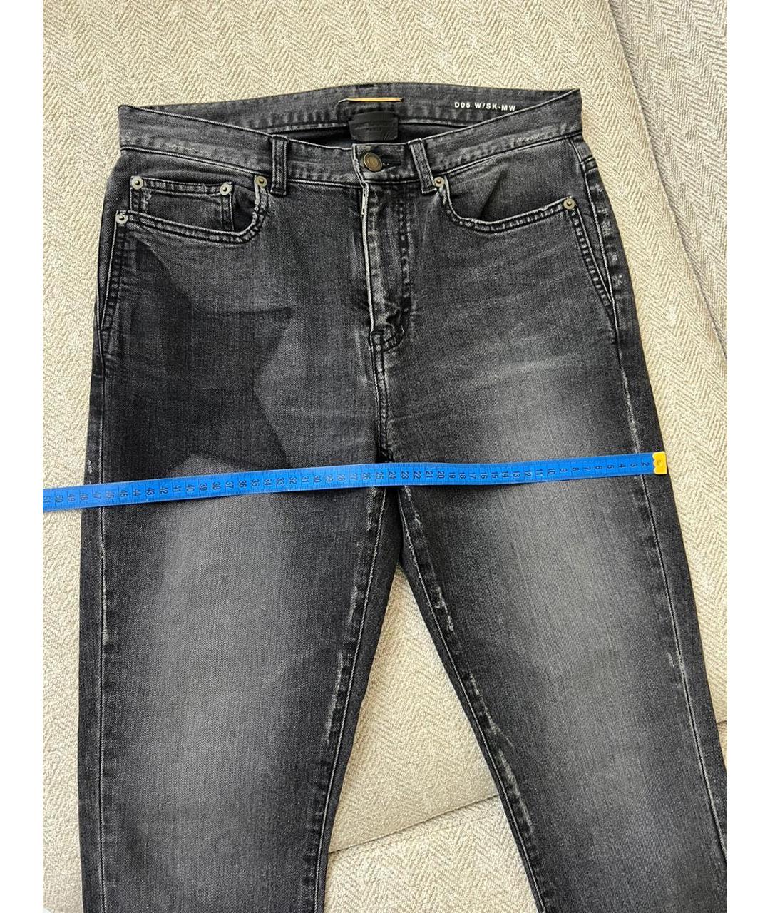 SAINT LAURENT Антрацитовые хлопковые джинсы слим, фото 5