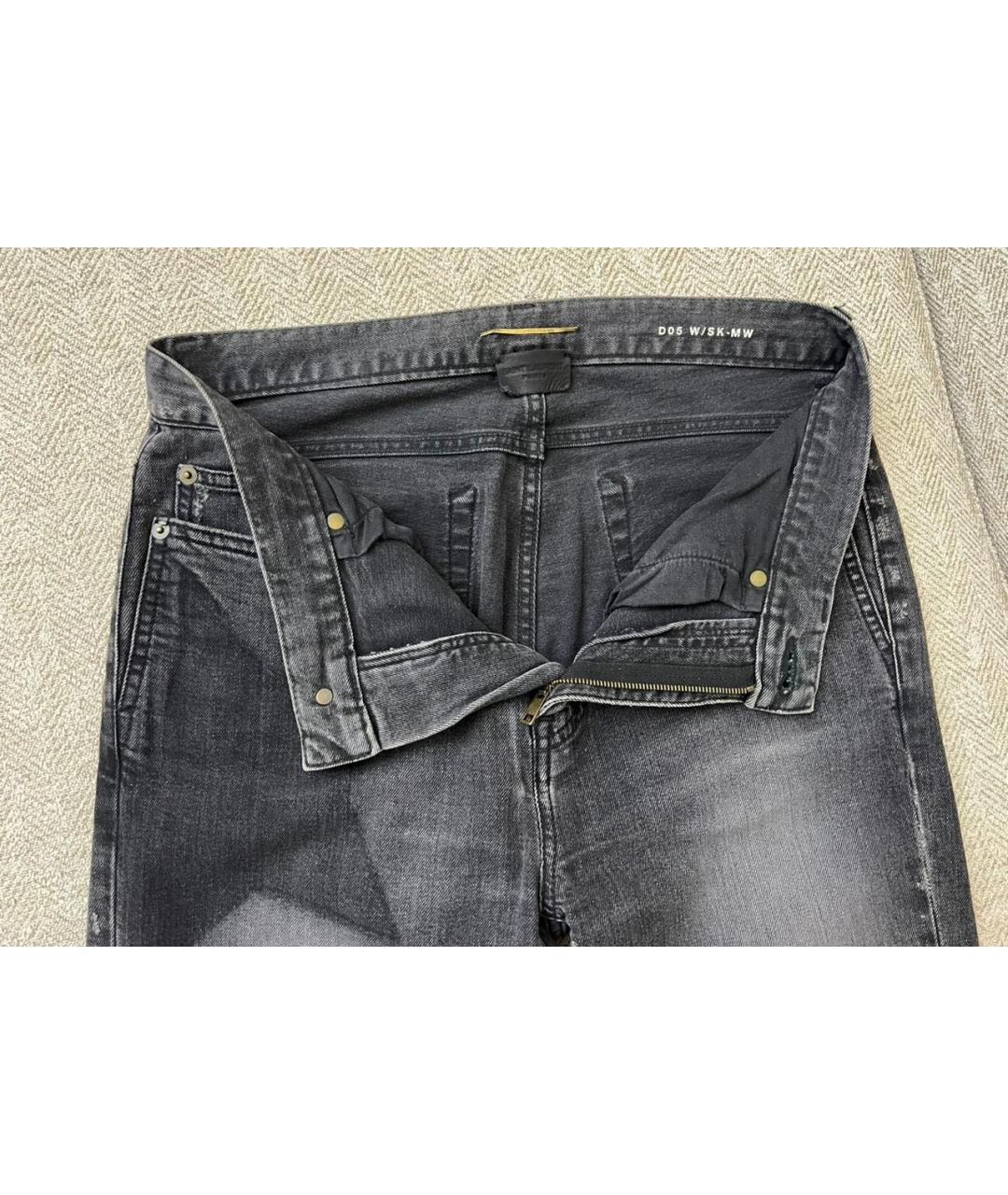 SAINT LAURENT Антрацитовые хлопковые джинсы слим, фото 6