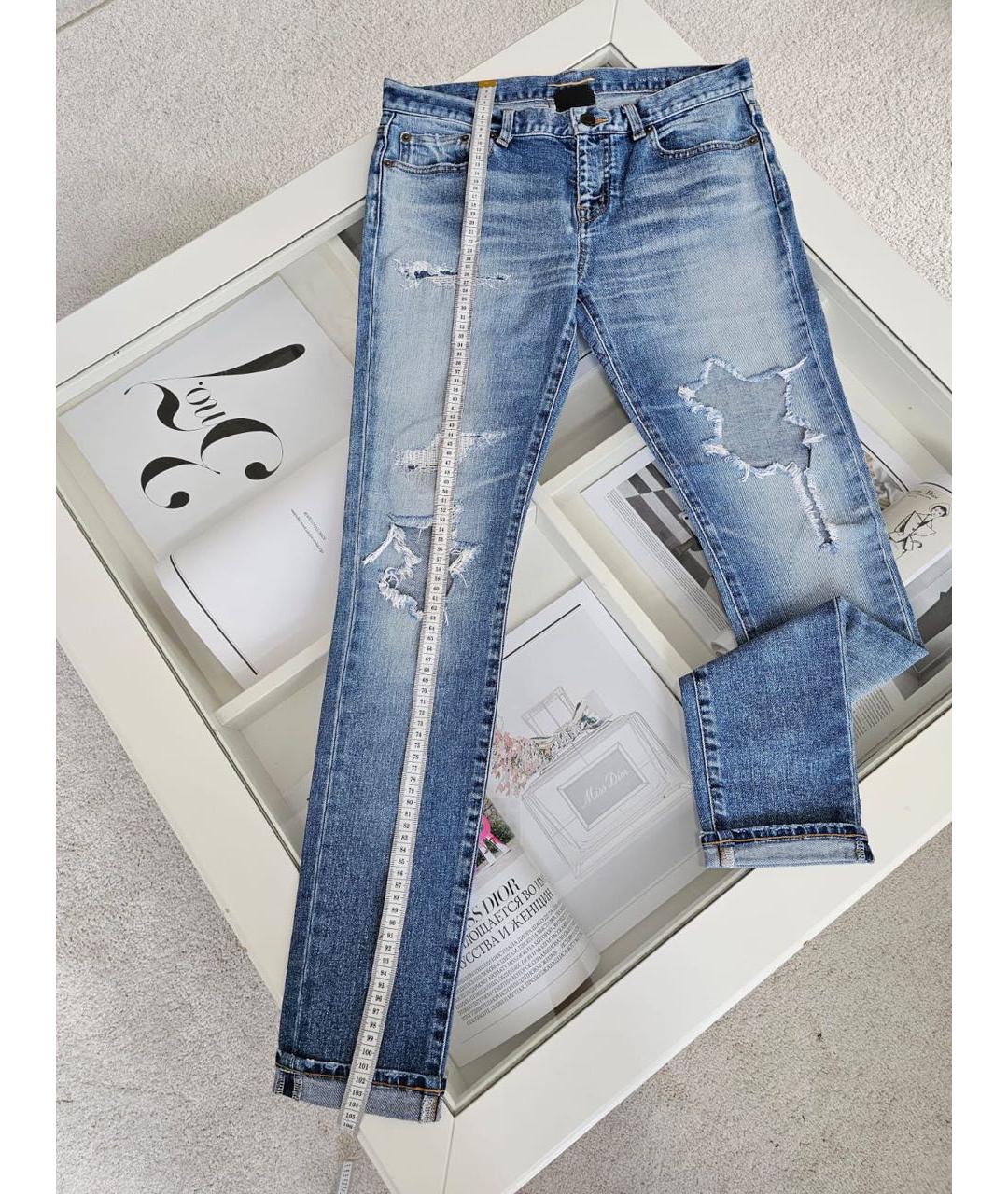 SAINT LAURENT Голубые хлопковые джинсы слим, фото 3