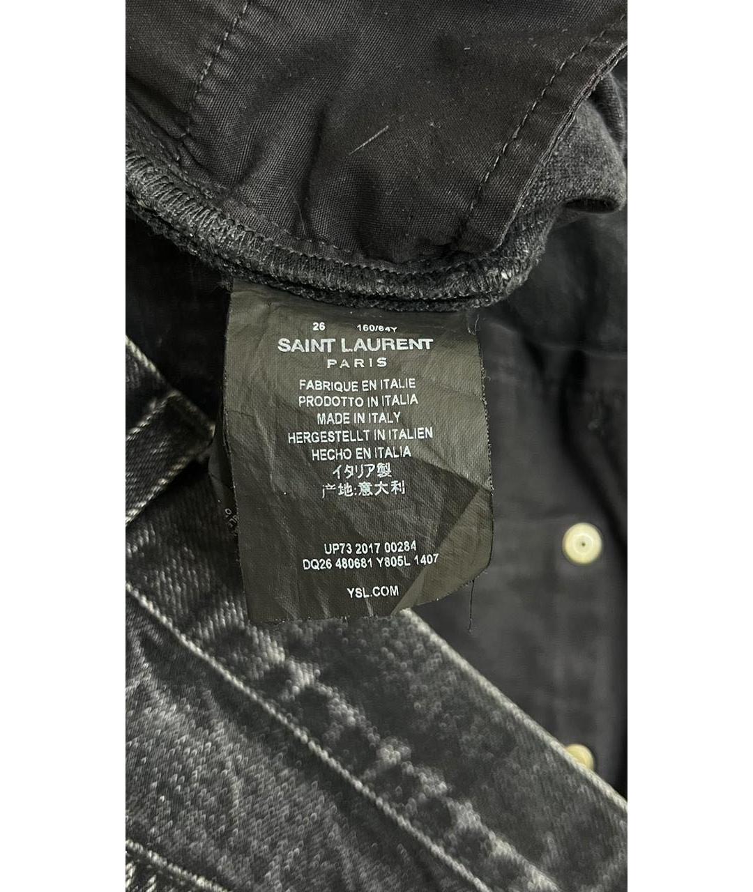 SAINT LAURENT Черные хлопковые прямые джинсы, фото 7