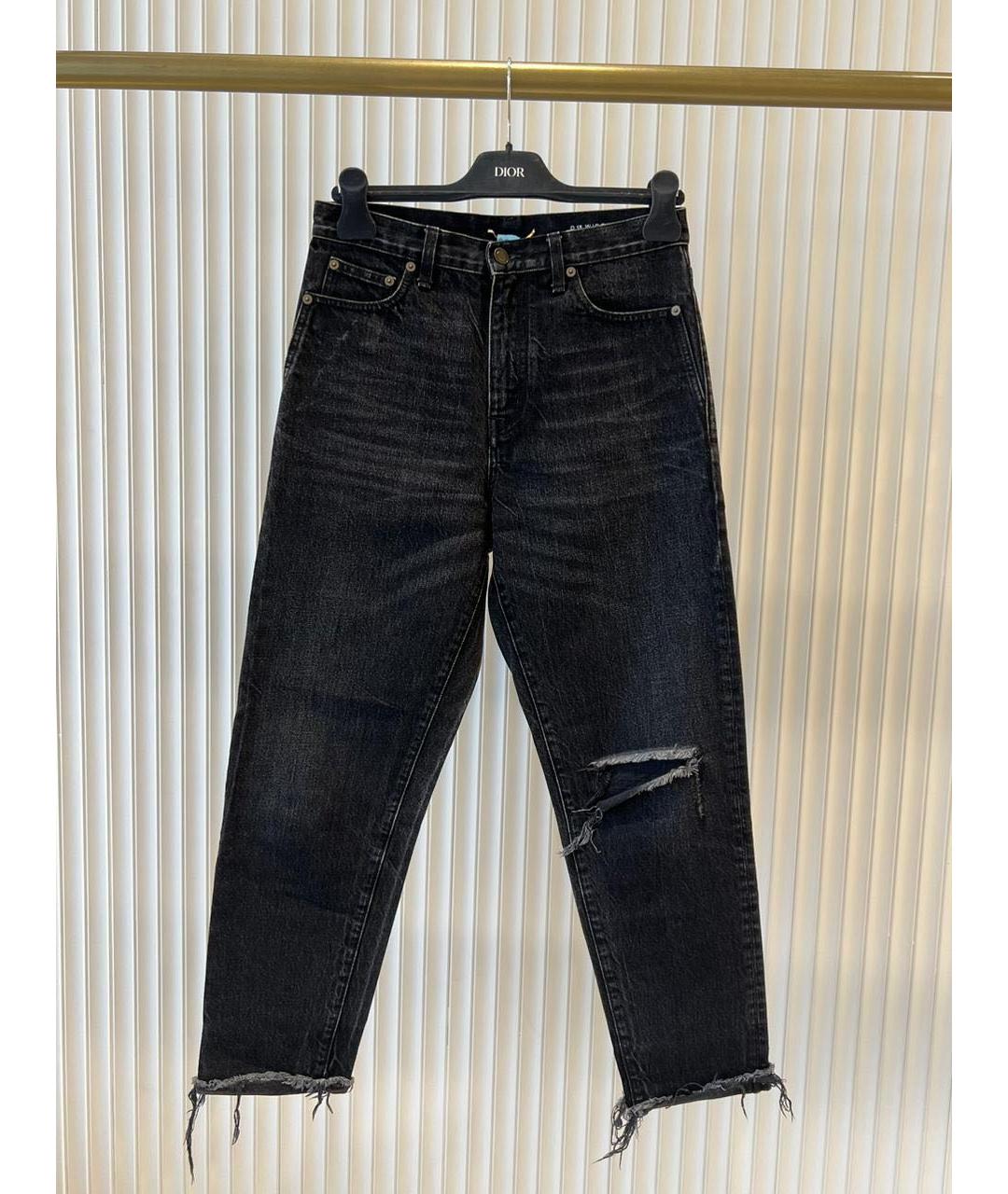 SAINT LAURENT Черные хлопковые прямые джинсы, фото 9