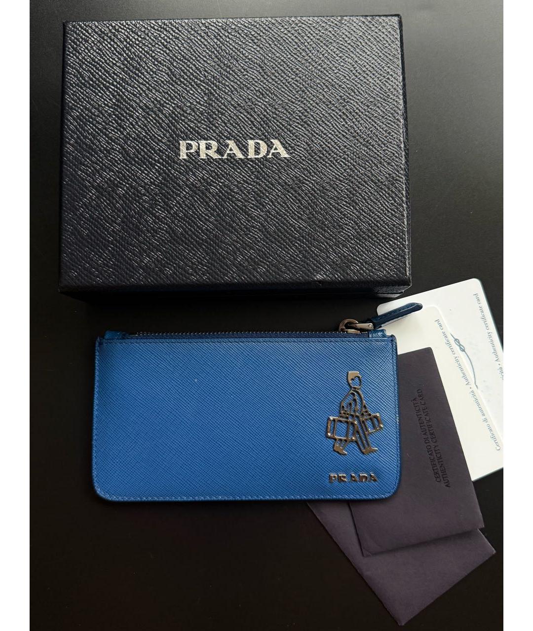PRADA Синий кожаный кардхолдер, фото 7