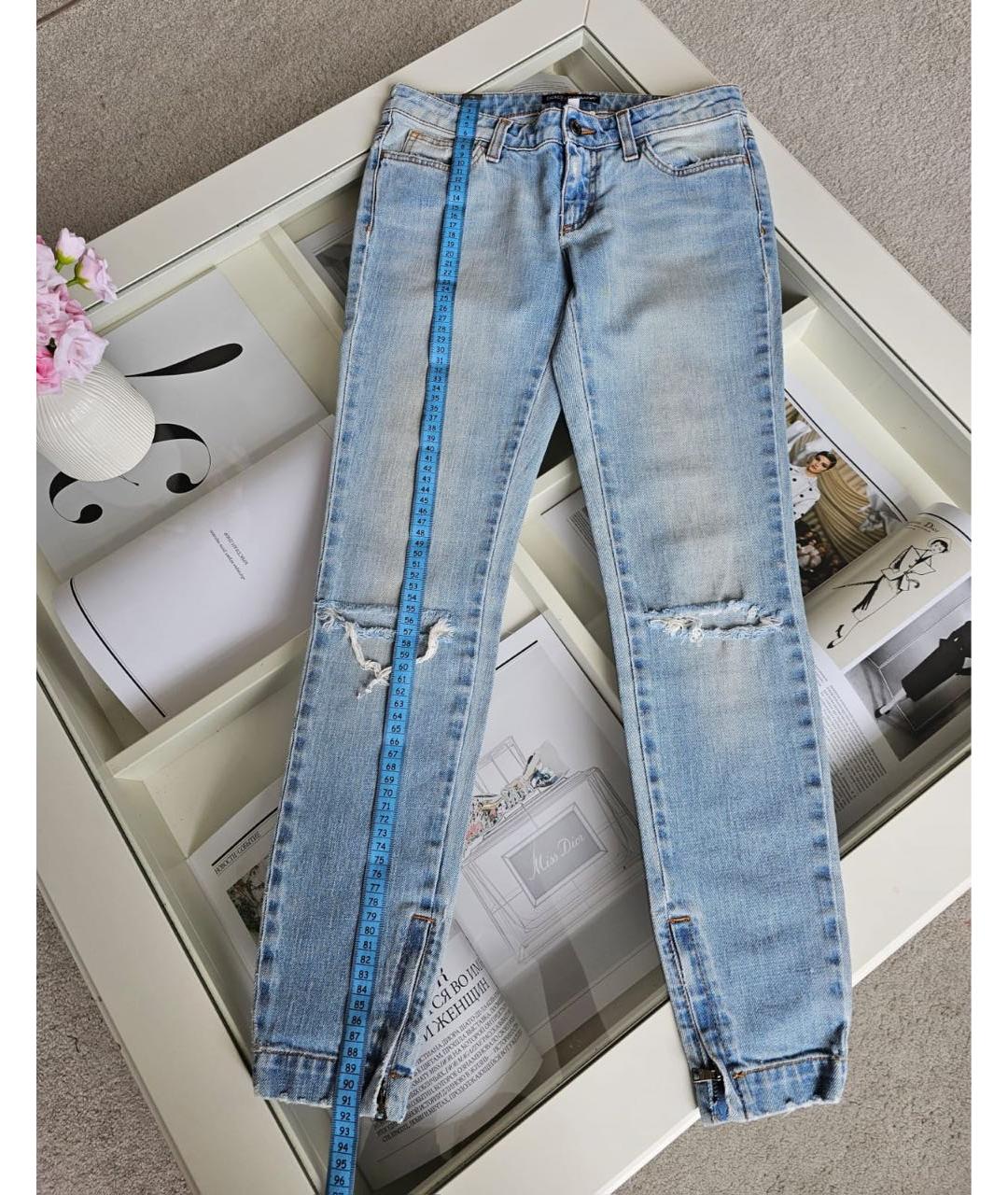 DOLCE&GABBANA Голубые хлопковые джинсы слим, фото 3