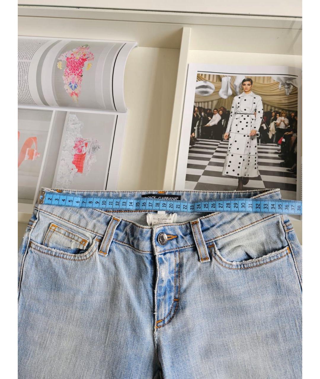 DOLCE&GABBANA Голубые хлопковые джинсы слим, фото 4