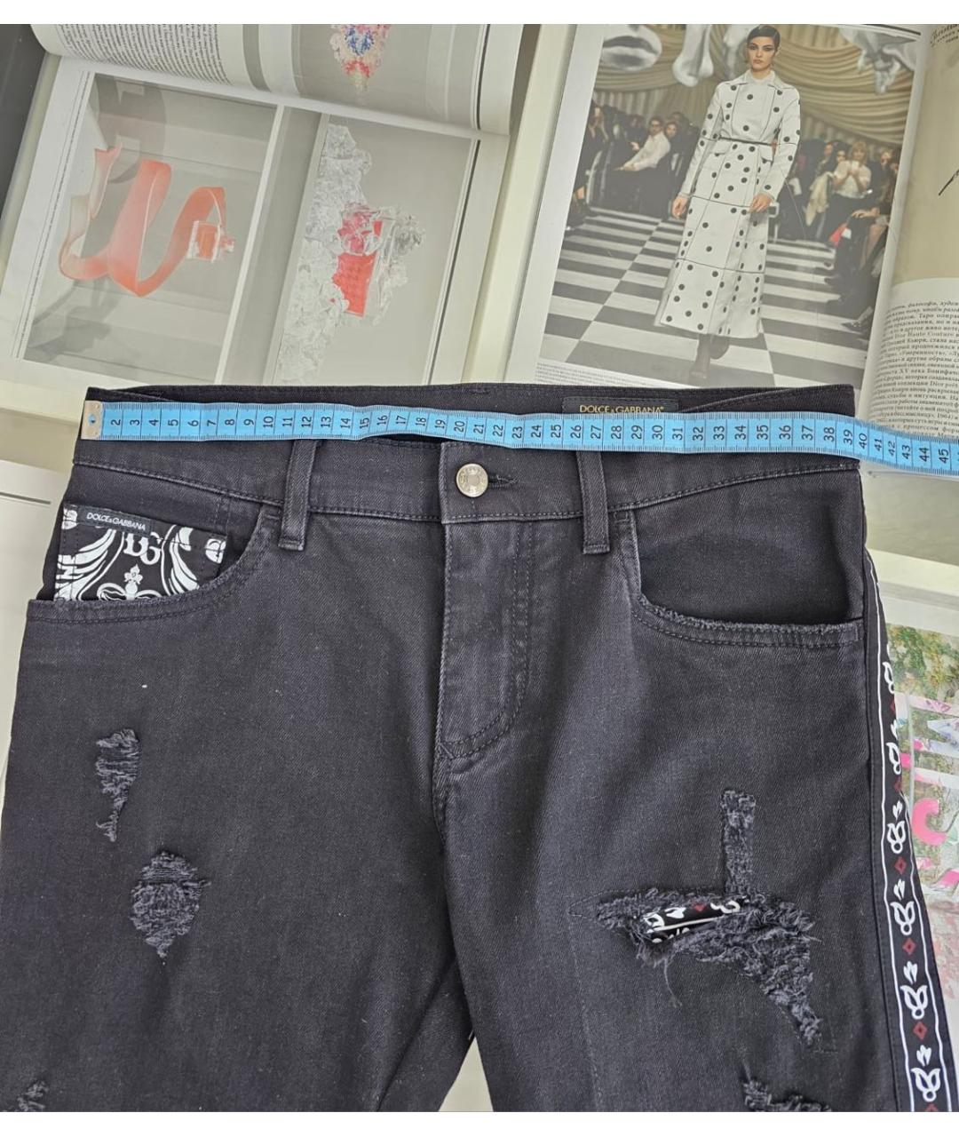 DOLCE&GABBANA Черные хлопковые джинсы слим, фото 3