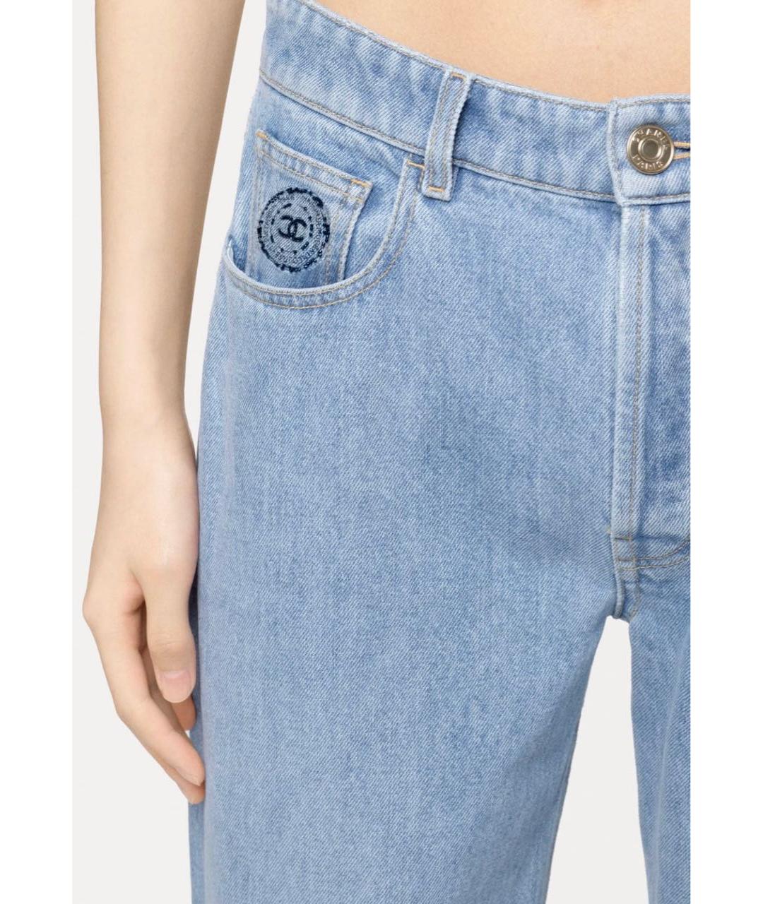 CHANEL Голубые хлопковые прямые джинсы, фото 4