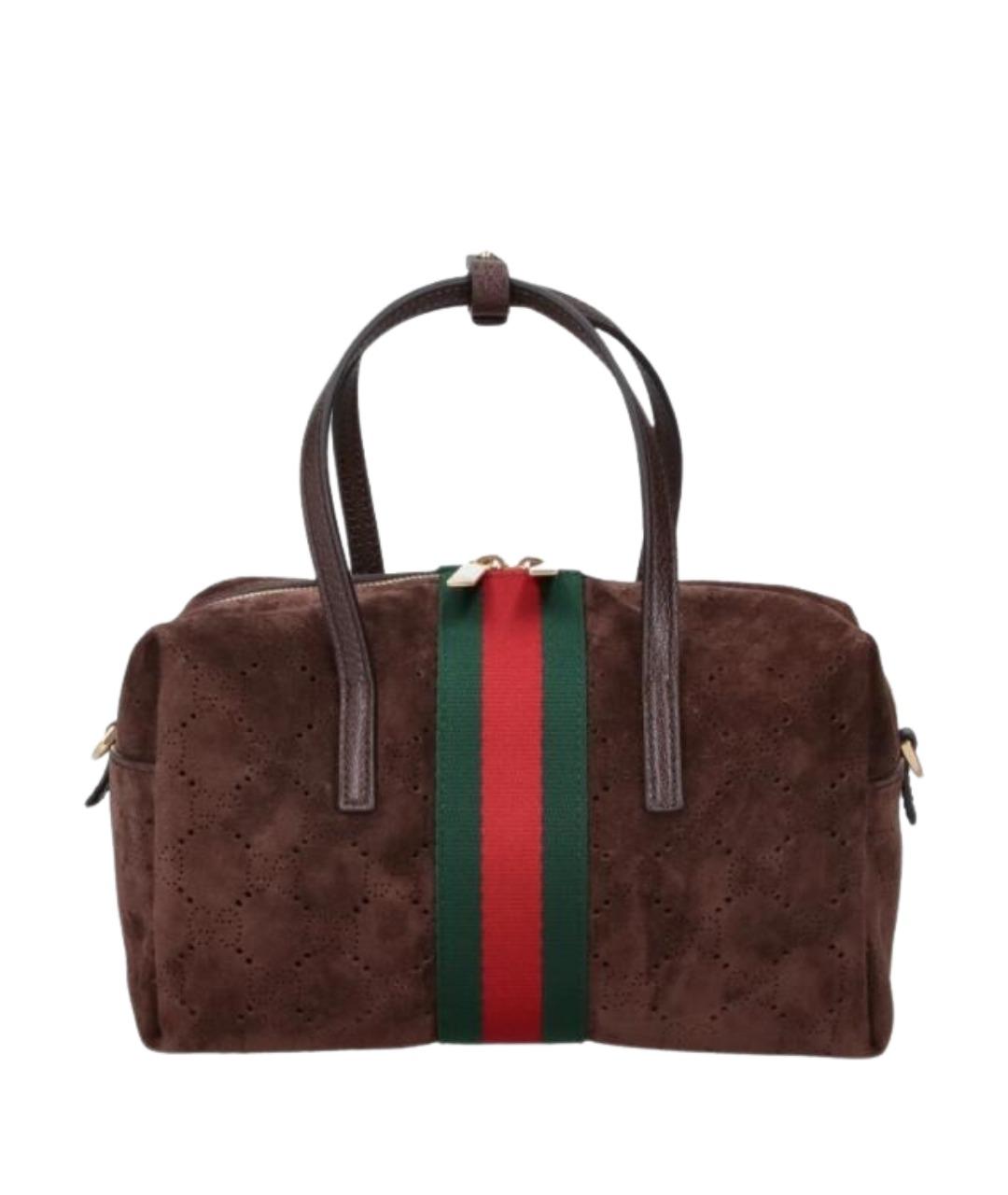 GUCCI Коричневая замшевая сумка тоут, фото 1