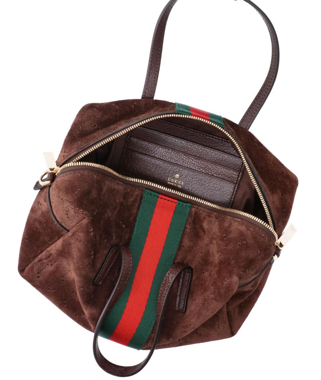 GUCCI Коричневая замшевая сумка тоут, фото 4