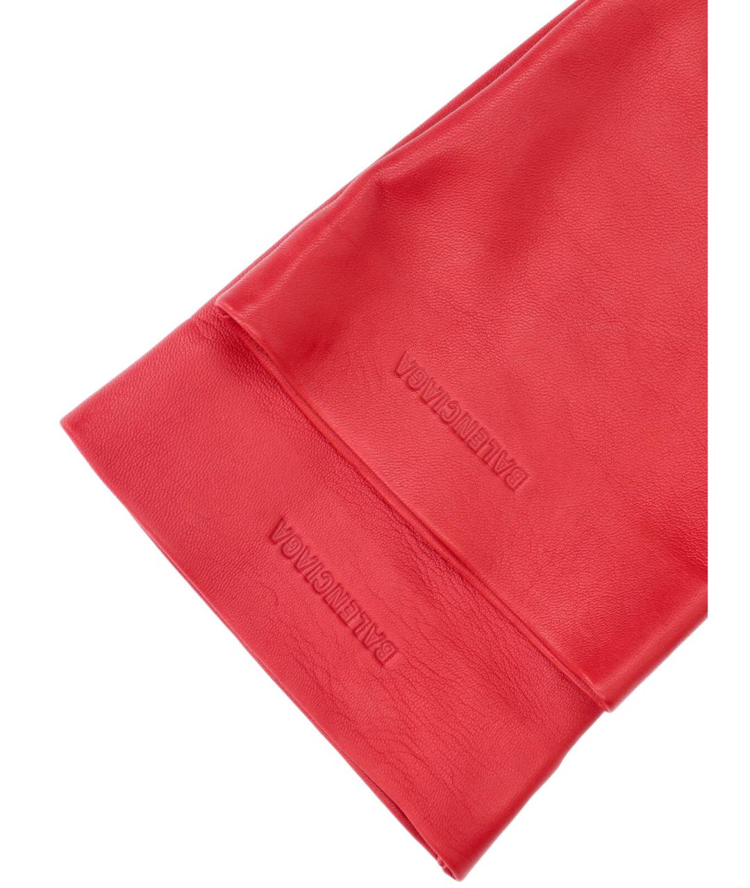 BALENCIAGA Красные кожаные перчатки, фото 3