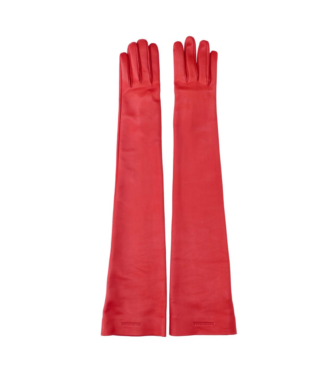 BALENCIAGA Красные кожаные перчатки, фото 4