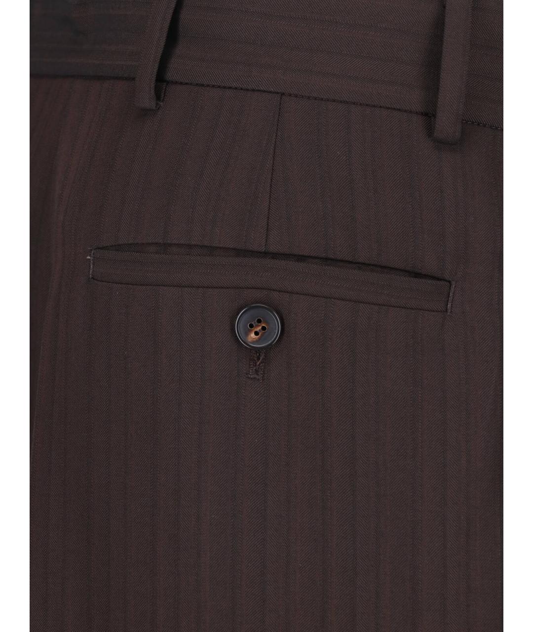 DRIES VAN NOTEN Коричневые вискозные прямые брюки, фото 4