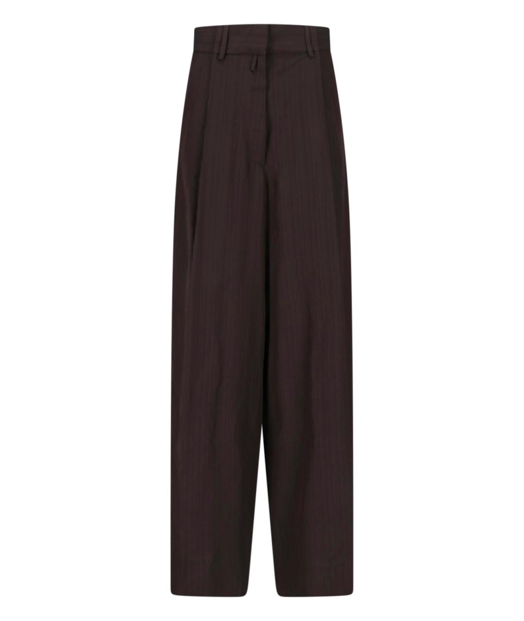 DRIES VAN NOTEN Коричневые вискозные прямые брюки, фото 1