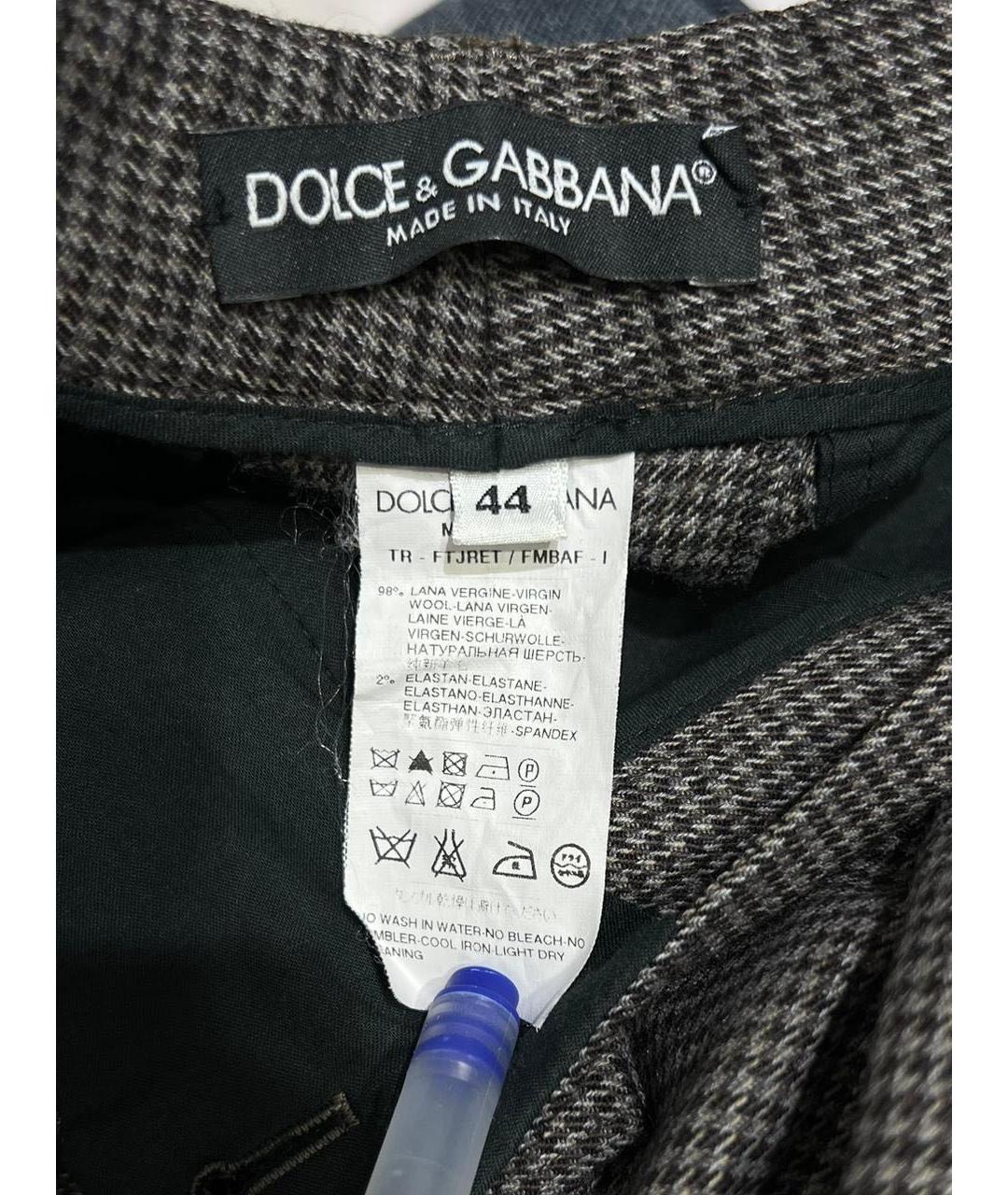 DOLCE&GABBANA Антрацитовые шерстяные прямые брюки, фото 8