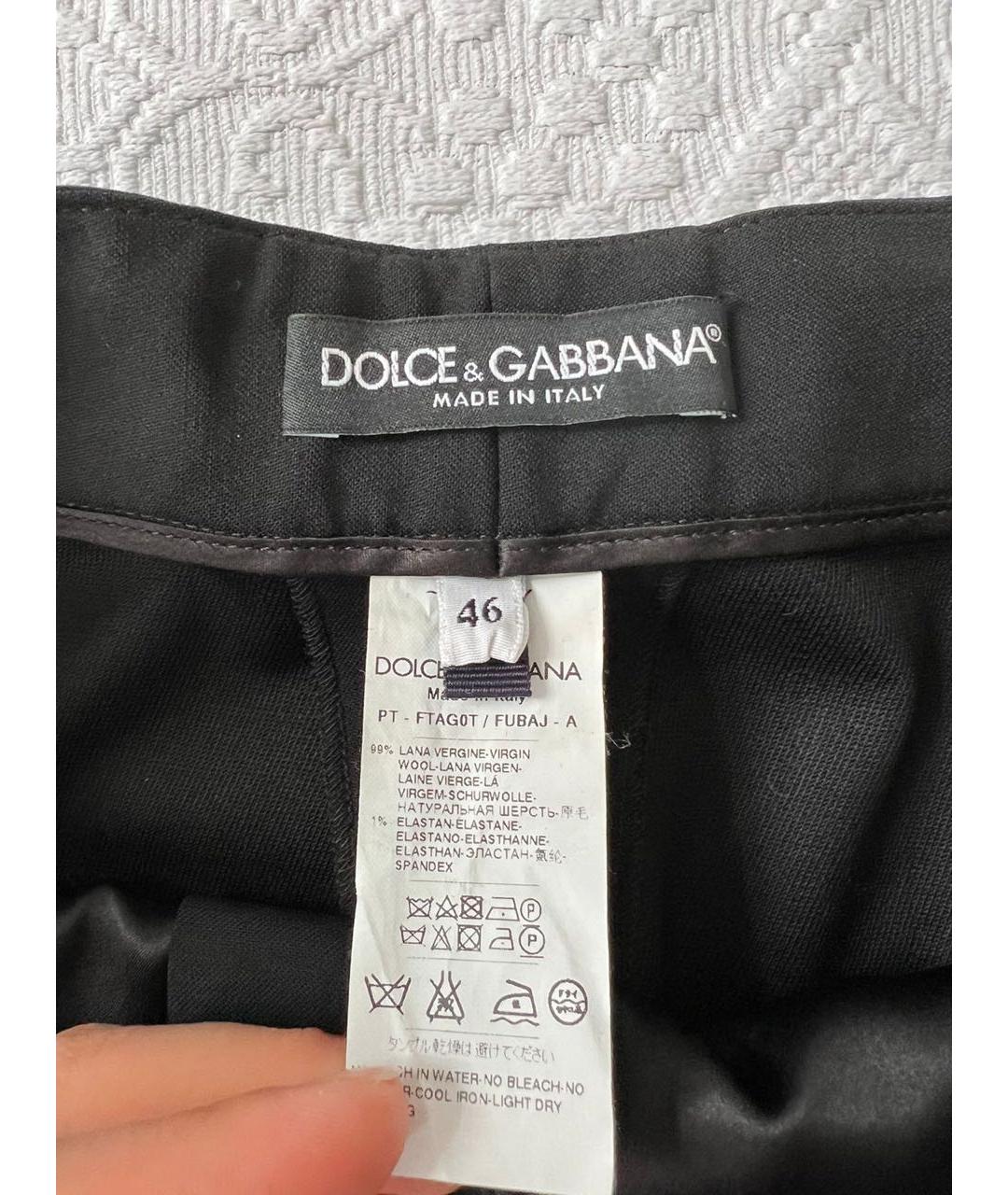 DOLCE&GABBANA Черные шерстяные брюки широкие, фото 7
