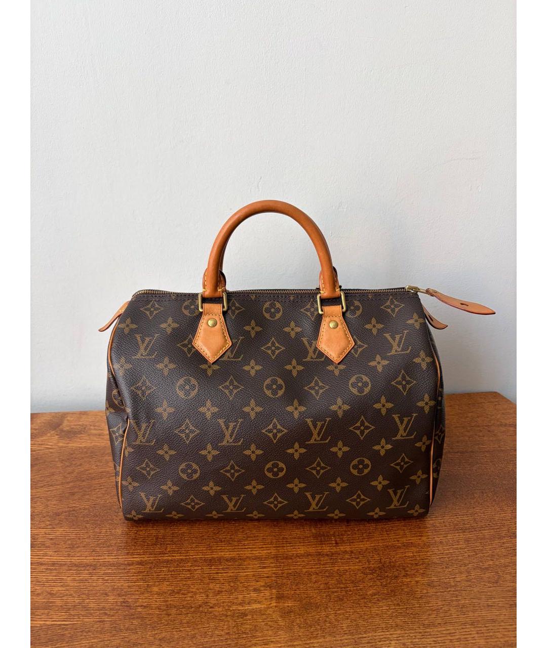 LOUIS VUITTON Коричневая сумка с короткими ручками из канвы, фото 7