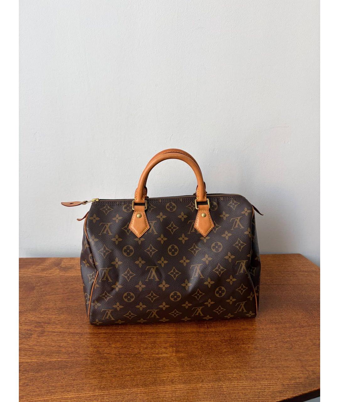 LOUIS VUITTON Коричневая сумка с короткими ручками из канвы, фото 2