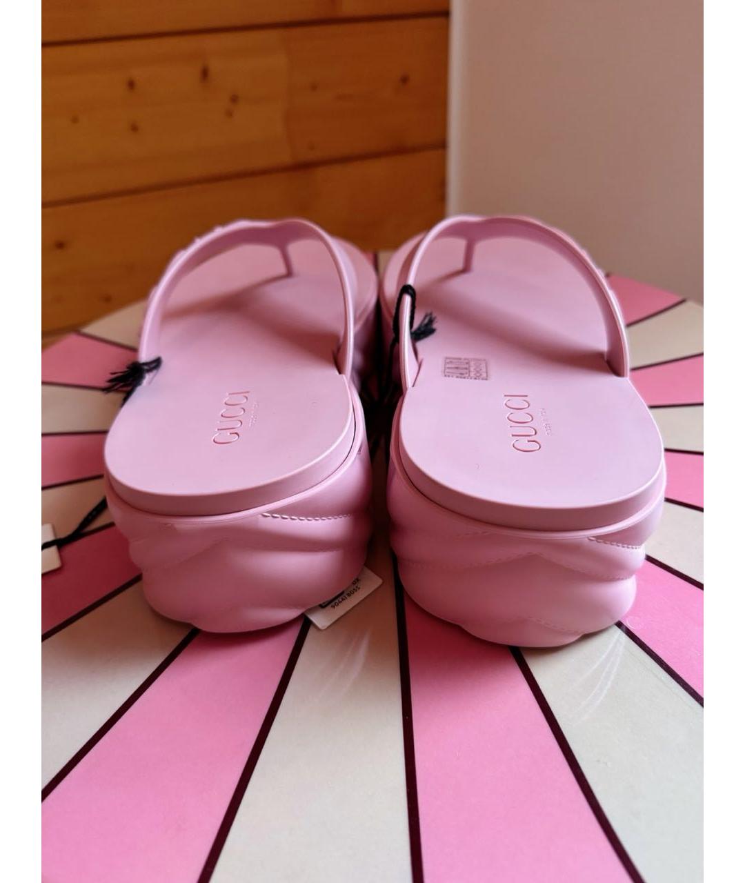 GUCCI Розовые резиновые шлепанцы, фото 4