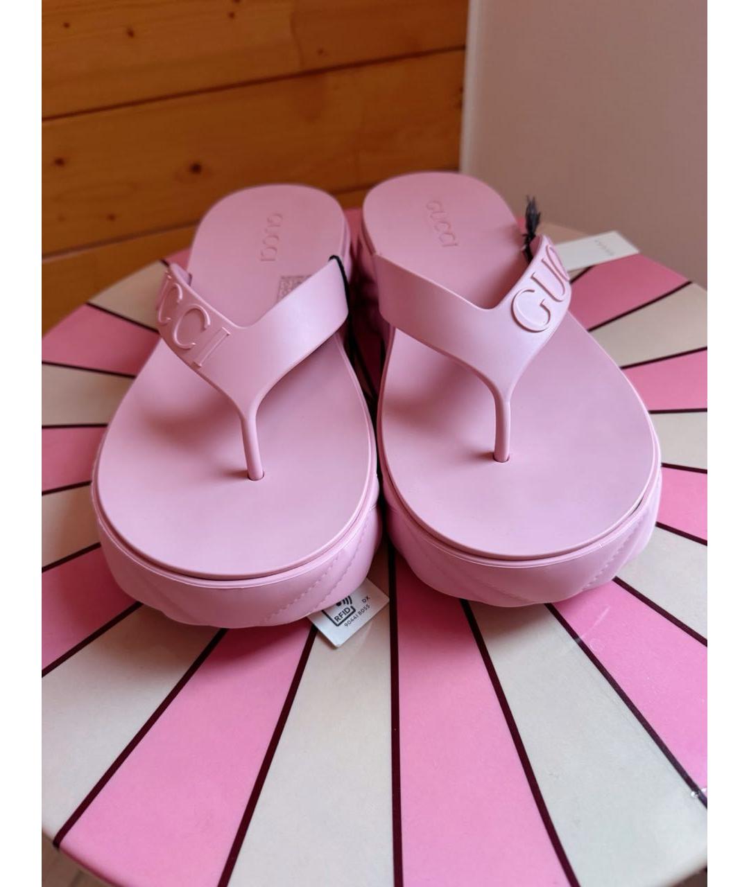 GUCCI Розовые резиновые шлепанцы, фото 2