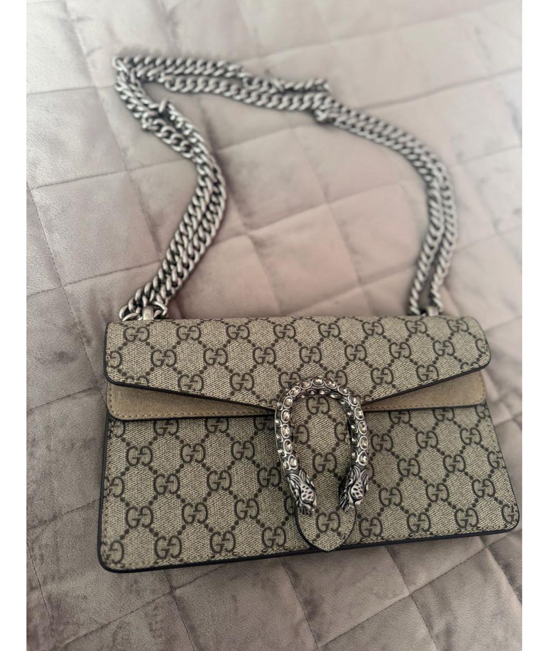 GUCCI Бежевая сумка через плечо из канвы, фото 4