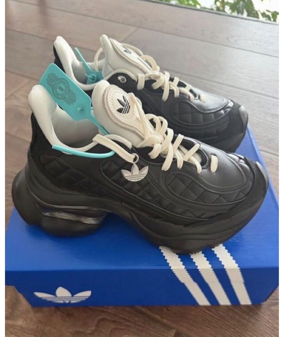 ADIDAS Черные кожаные кроссовки, фото 6