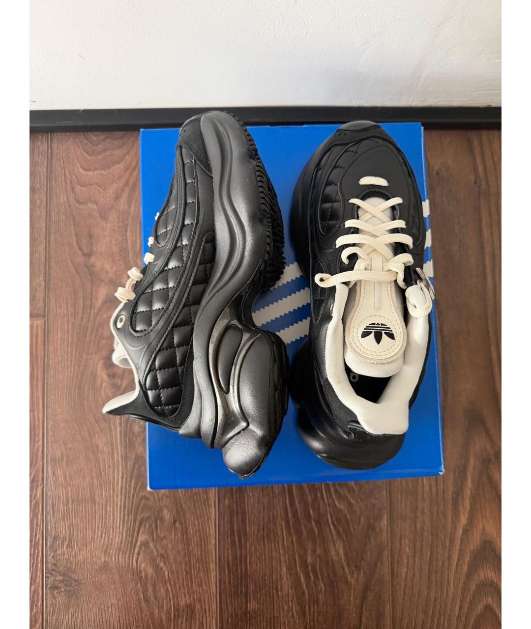ADIDAS Черные кожаные кроссовки, фото 5