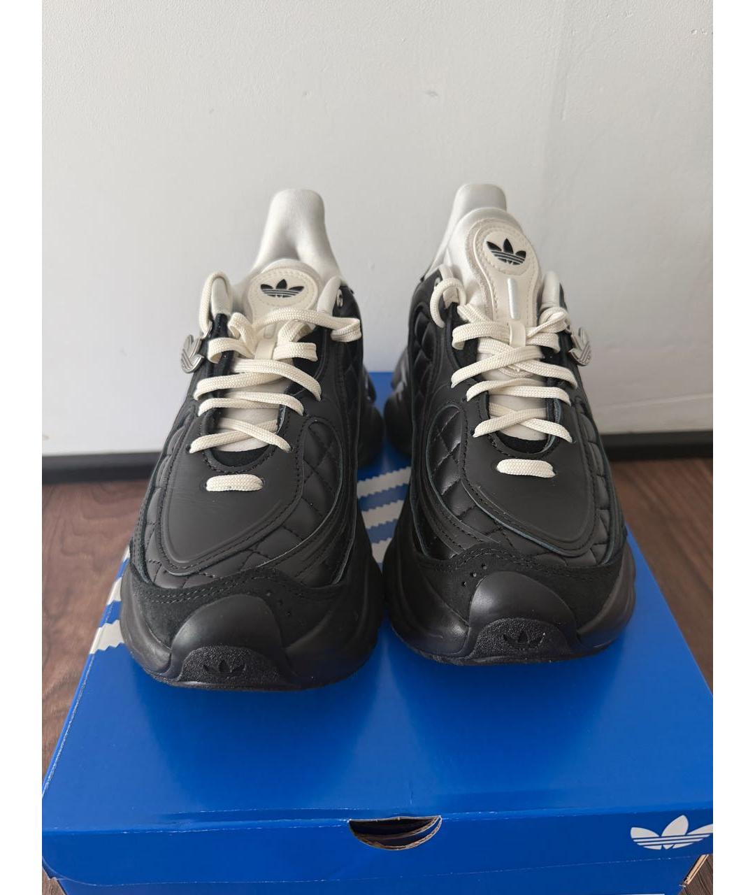 ADIDAS Черные кожаные кроссовки, фото 2