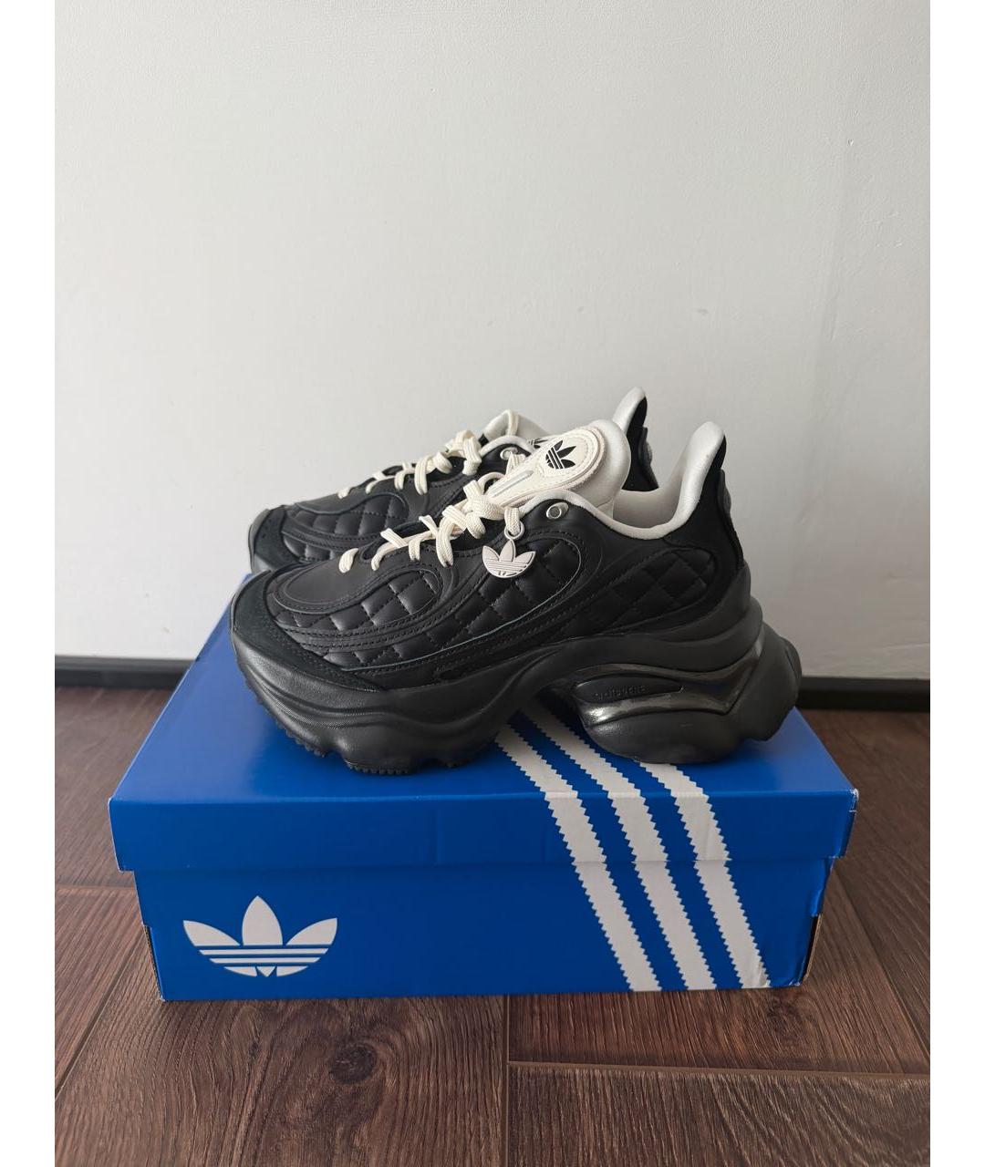 ADIDAS Черные кожаные кроссовки, фото 4